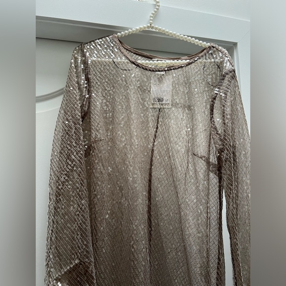 H&M Women’s sequin Beige Mesh dress Brand new Sz Large - Picture 15 of 15